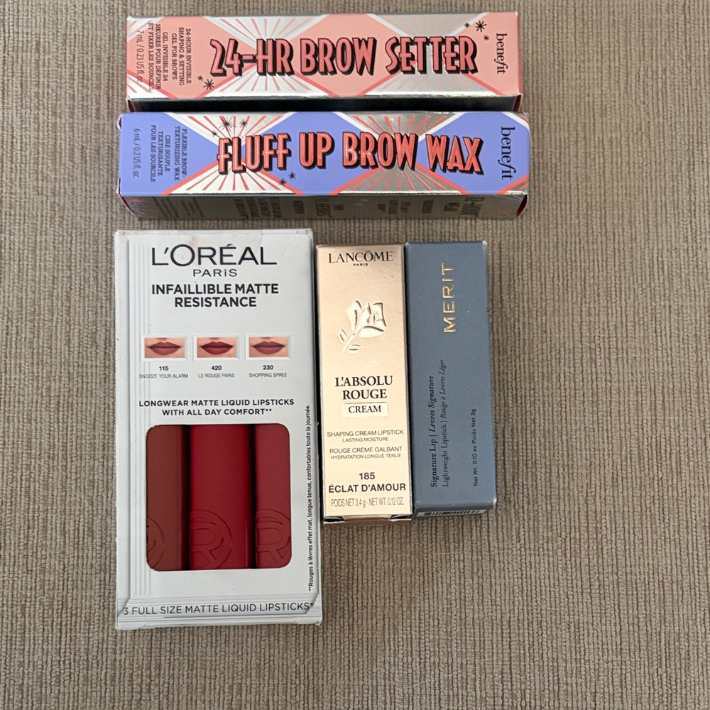 Benefit Brow Set & L’Oréal, Lamcome & Merit lip